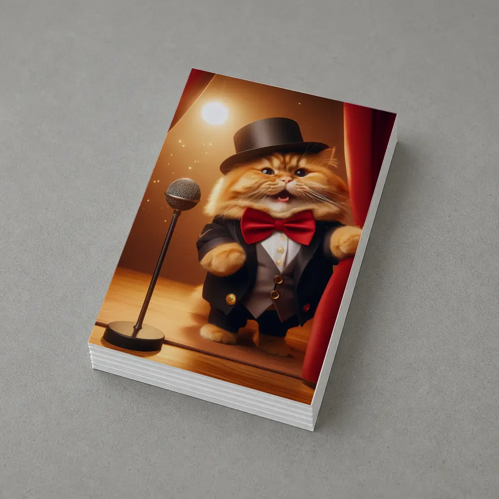 Ginger Cat Performer Top Hat Stage – Postcards