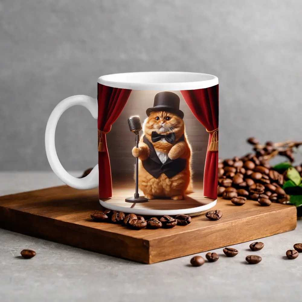 Scottish Fold Cat Performer On Stage – Mugs