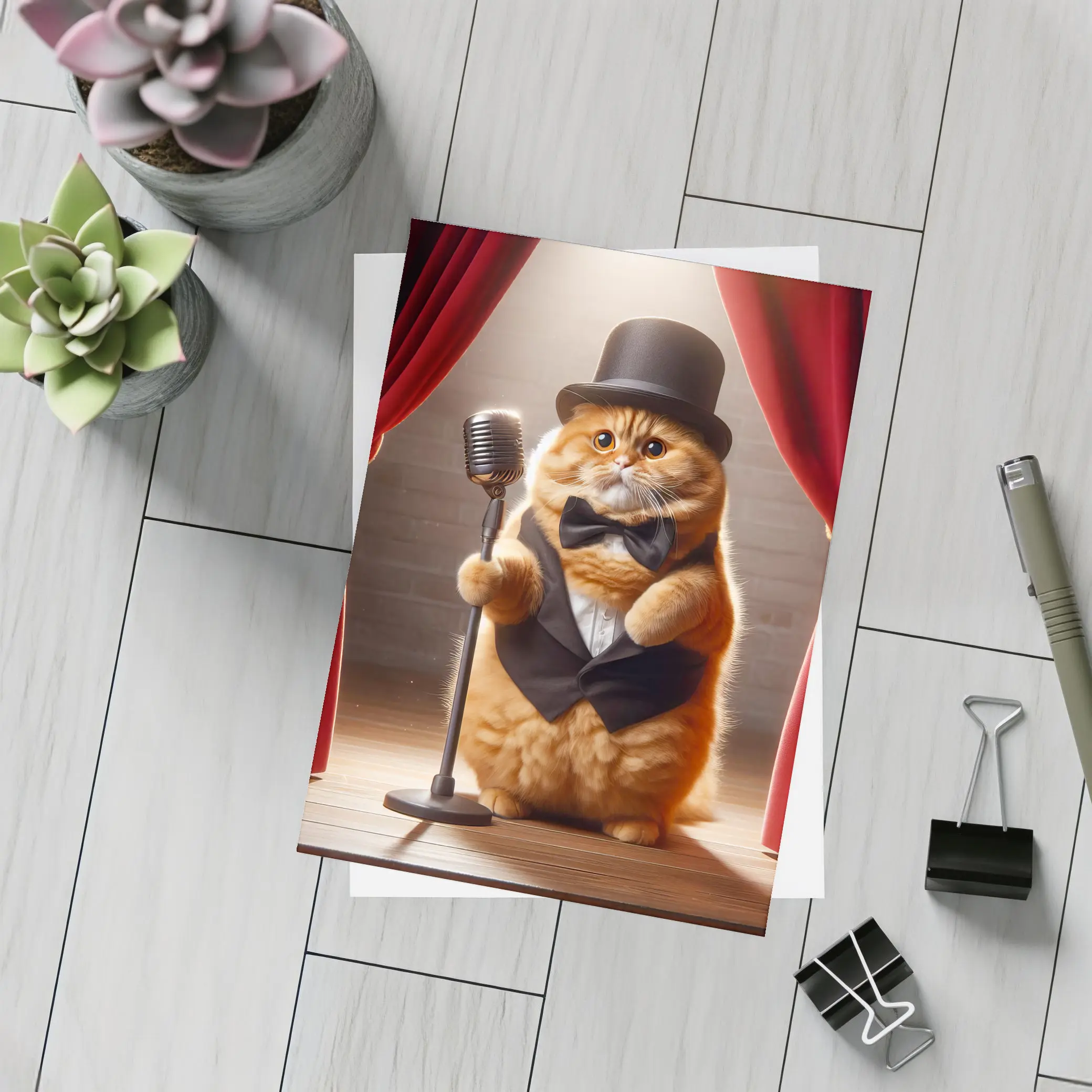 Scottish Fold Cat Performer On Stage – Postcards