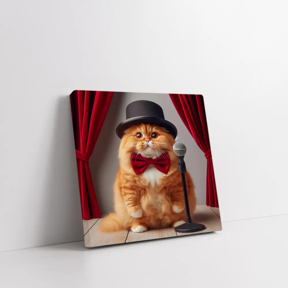 Orange Cat Top Hat Bow Tie Stage – Wall Art