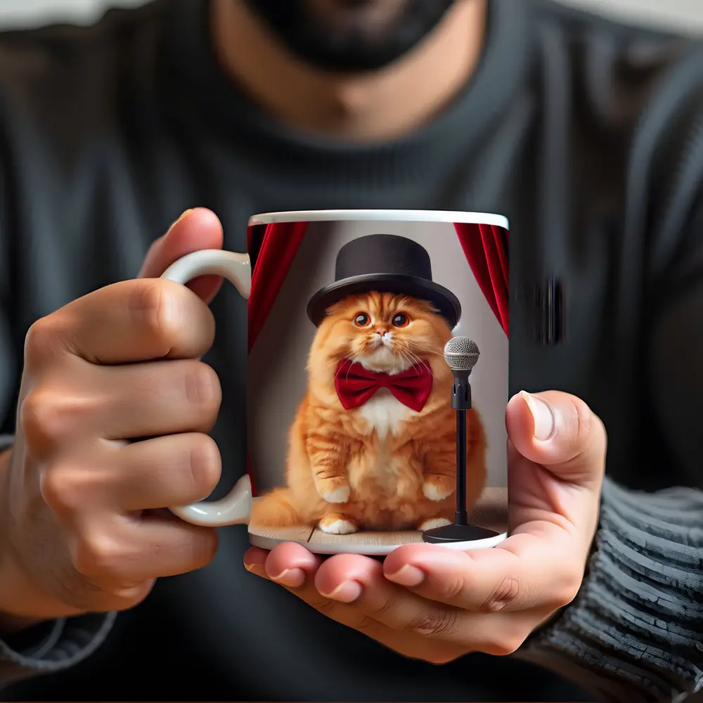 Orange Cat Top Hat Bow Tie Stage – Mugs