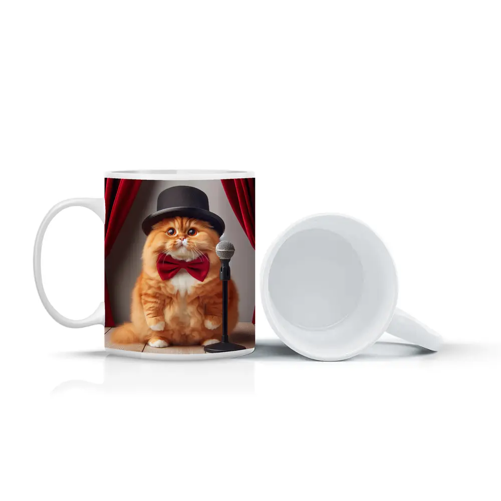 Orange Cat Top Hat Bow Tie Stage – Mugs