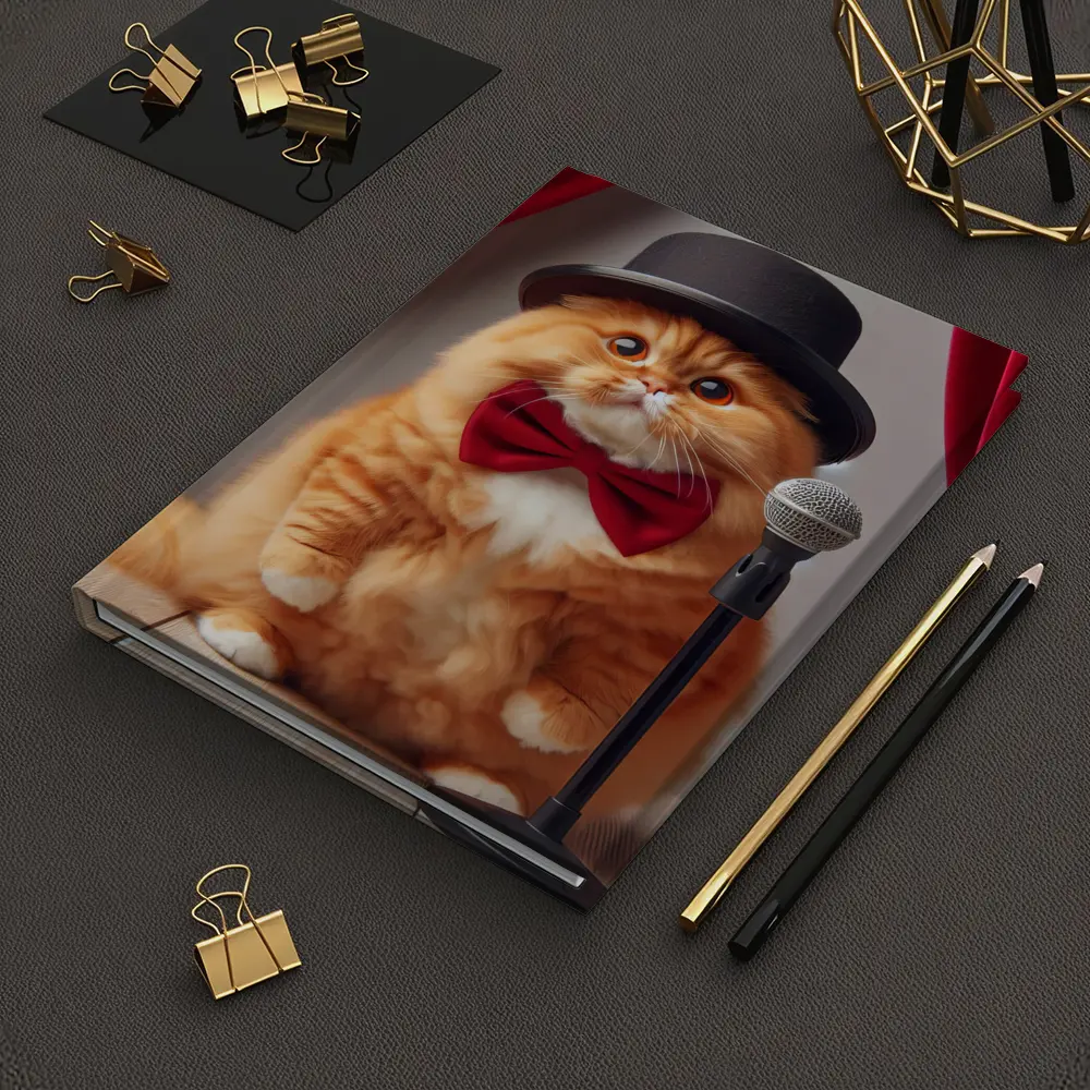 Orange Cat Top Hat Bow Tie Stage – Notebooks