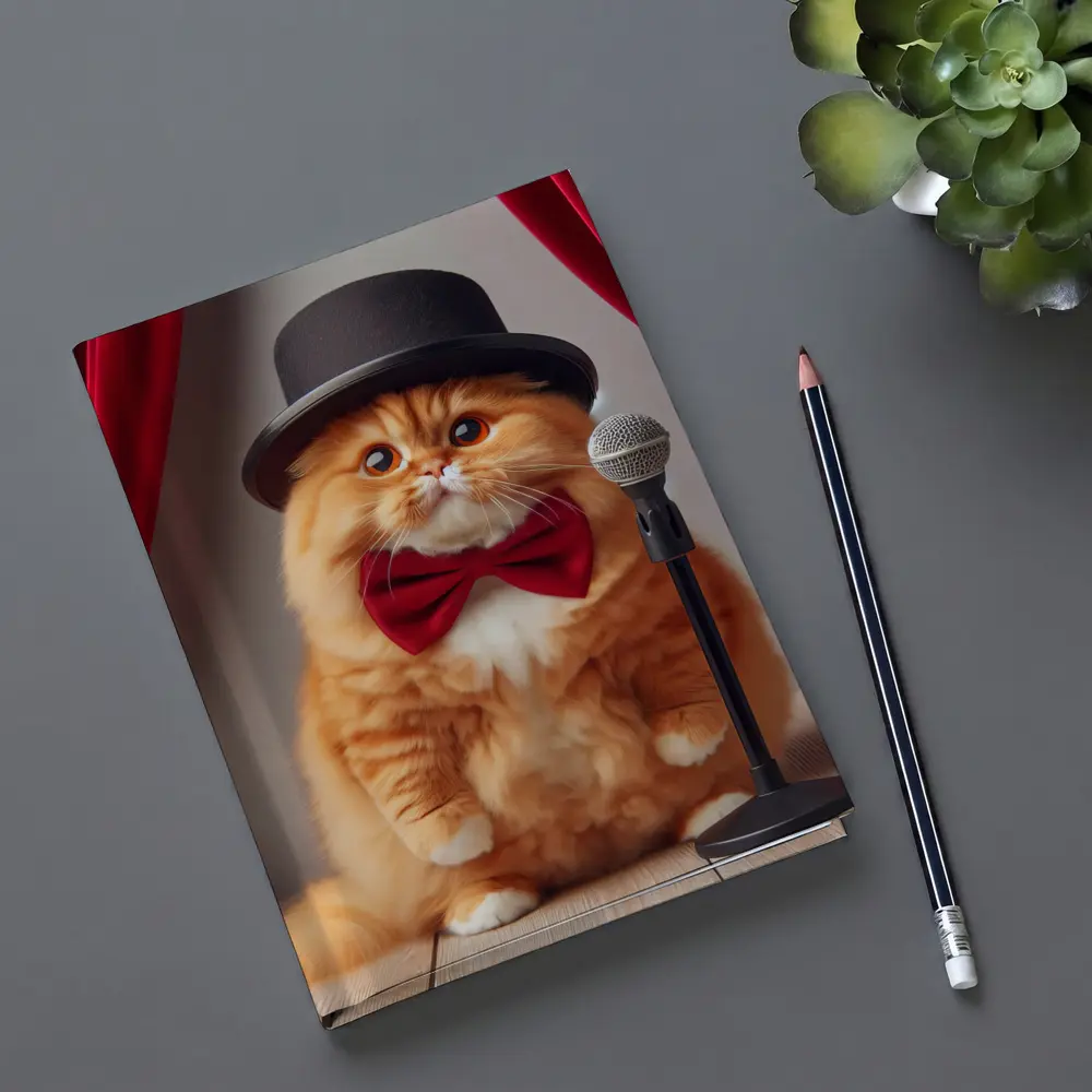Orange Cat Top Hat Bow Tie Stage – Notebooks
