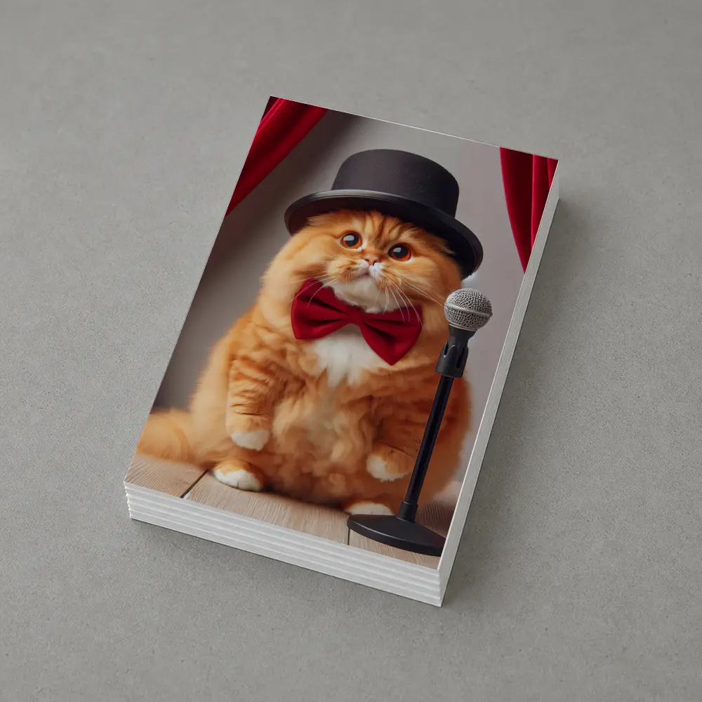 Orange Cat Top Hat Bow Tie Stage – Postcards