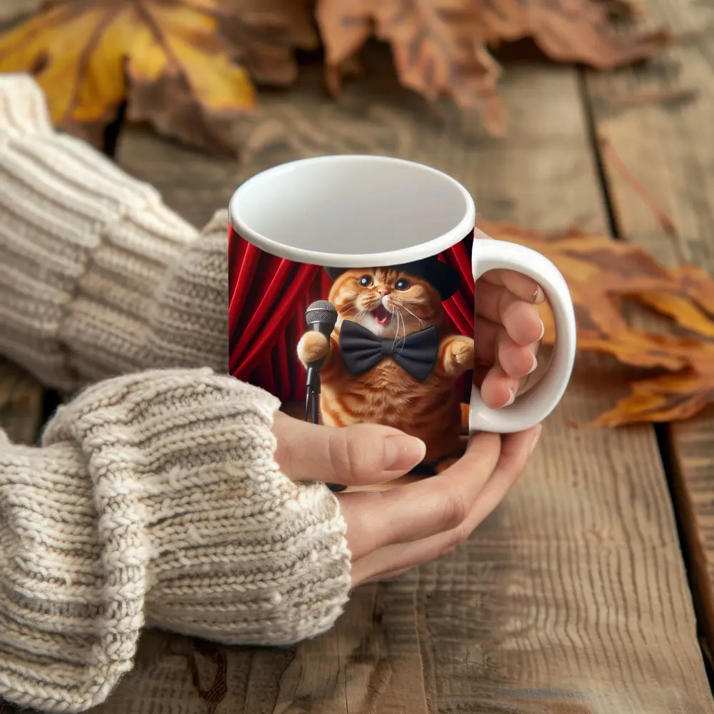 Orange Scottish Fold Cat Stage Performance – Mugs