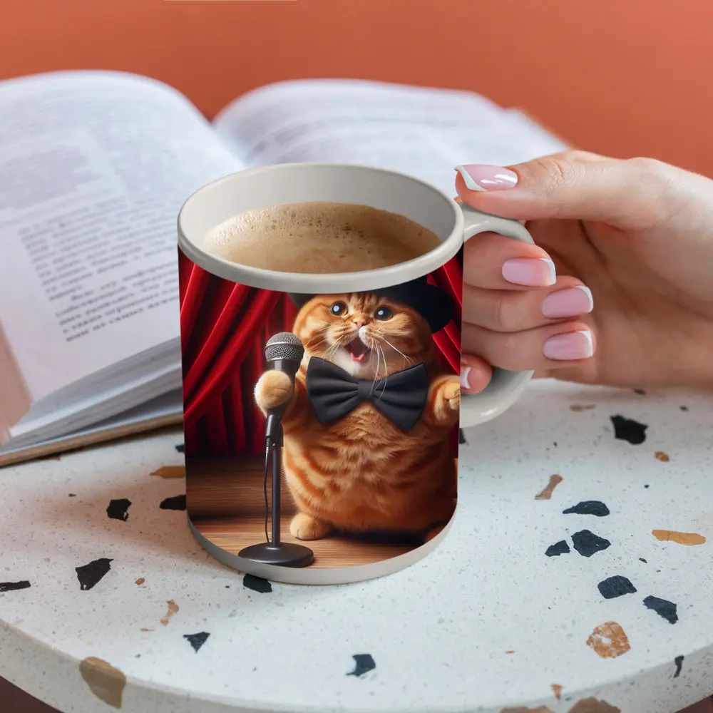 Orange Scottish Fold Cat Stage Performance – Mugs