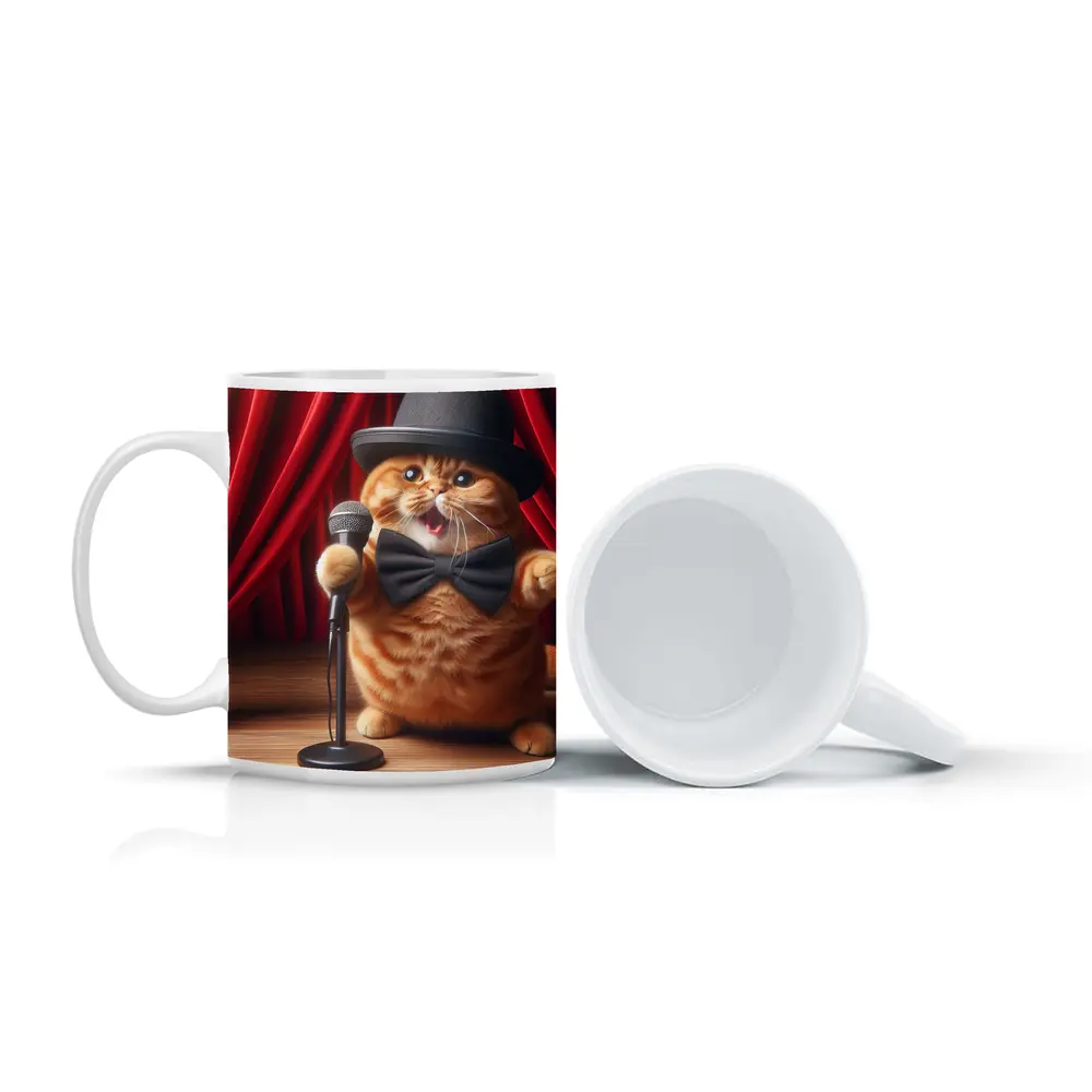 Orange Scottish Fold Cat Stage Performance – Mugs