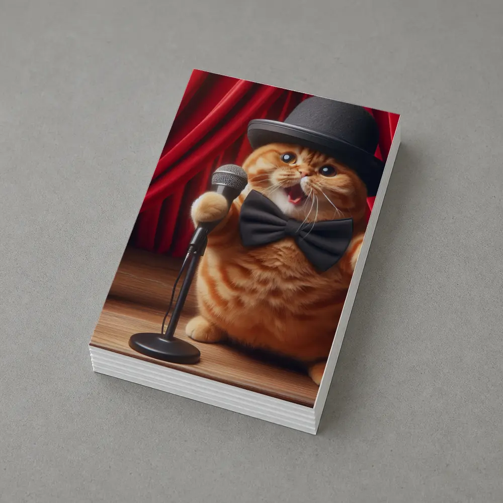 Orange Scottish Fold Cat Stage Performance – Postcards