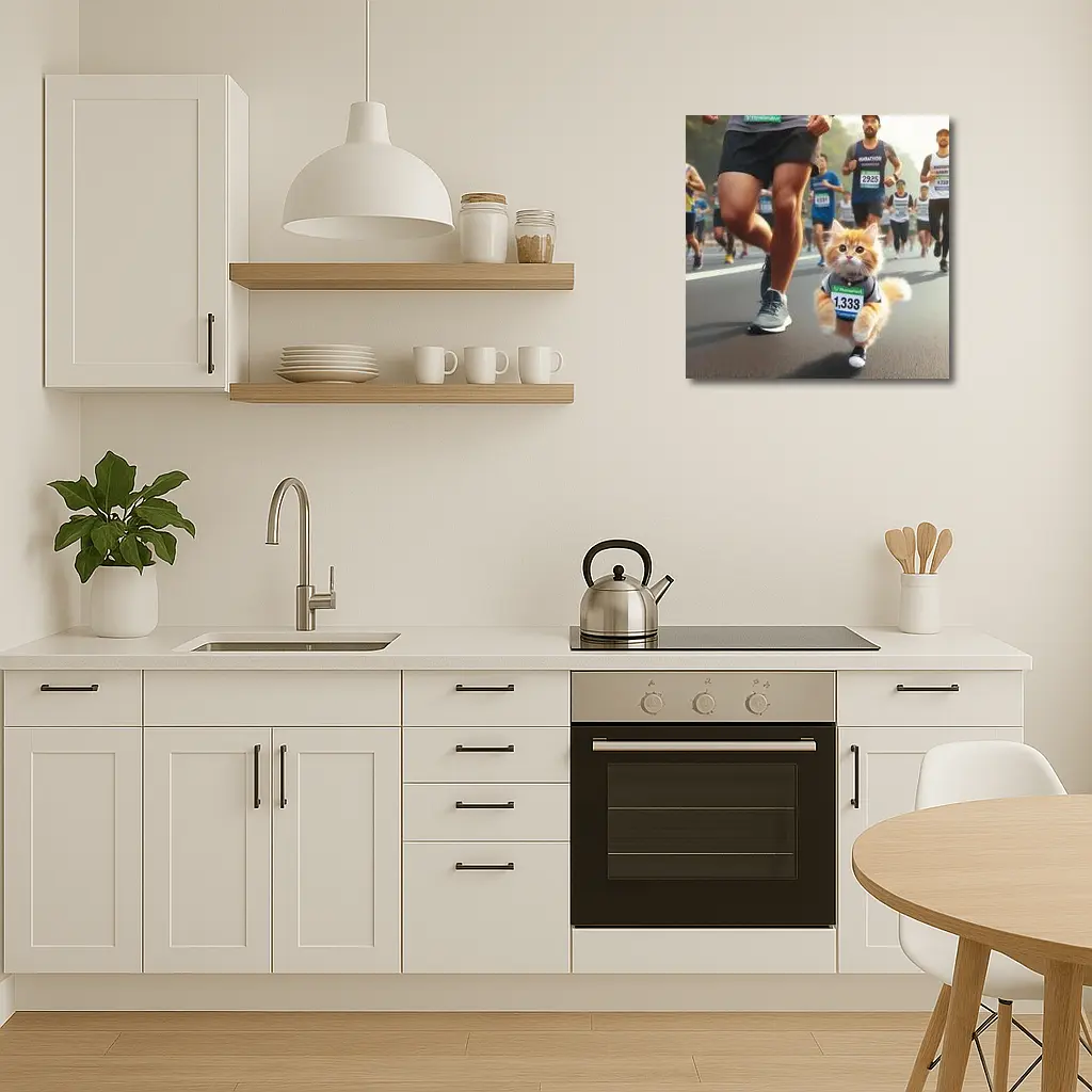Orange Kitten Running Marathon Race Street – Wall Art