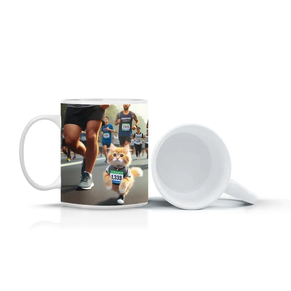 Orange Kitten Running Marathon Race Street – Mugs