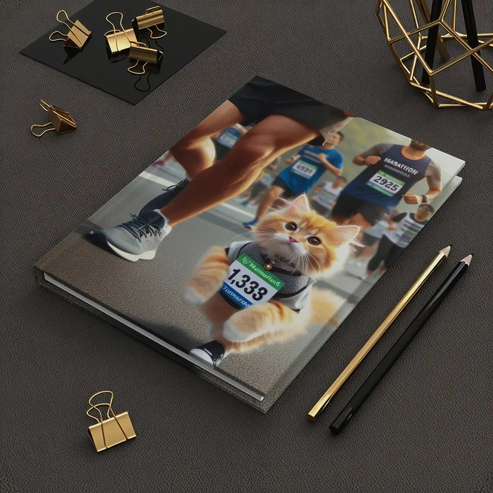 Orange Kitten Running Marathon Race Street – Notebooks