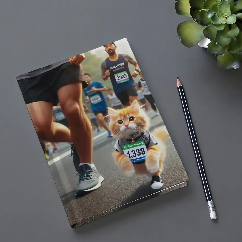 Orange Kitten Running Marathon Race Street – Notebooks
