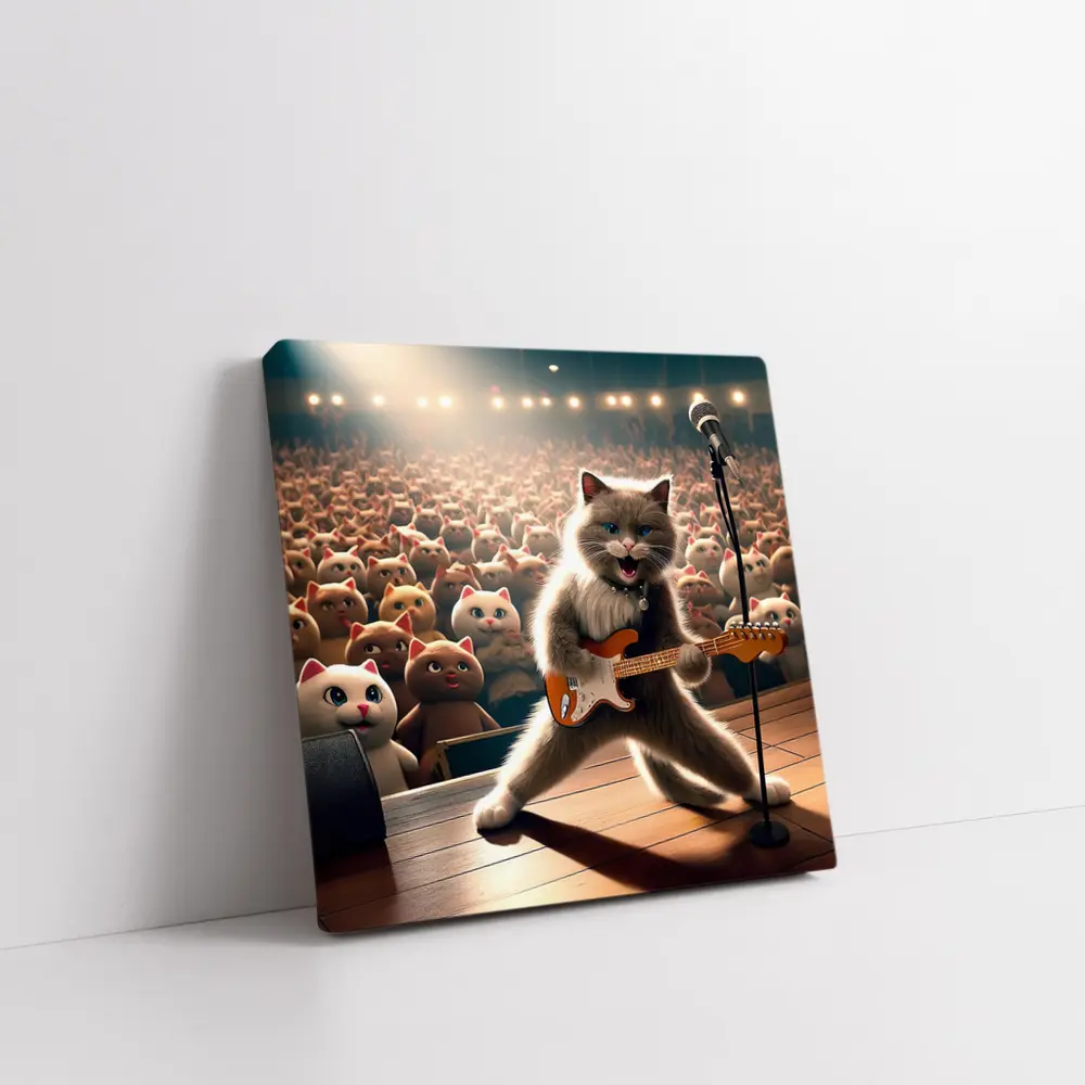 Ragdoll Cat Rocking Guitar On Stage – Wall Art