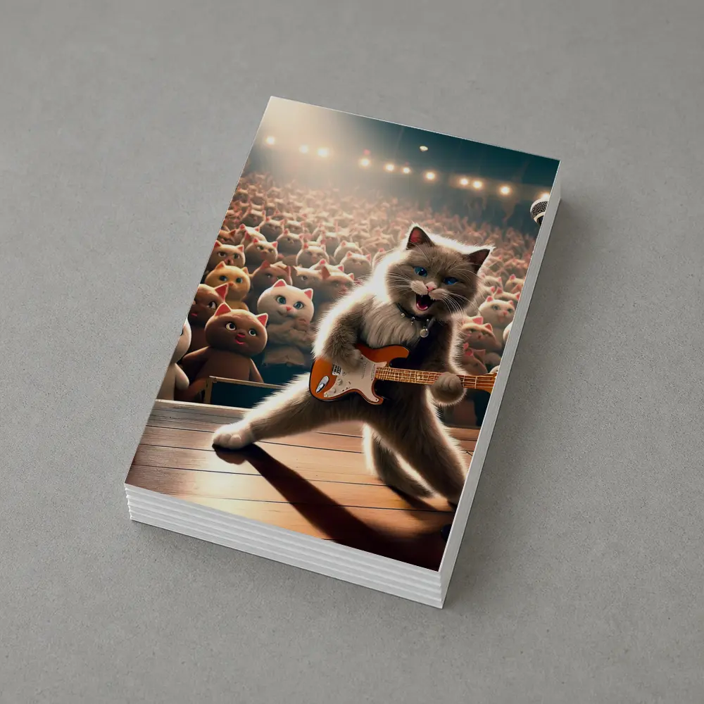 Ragdoll Cat Rocking Guitar On Stage – Postcards