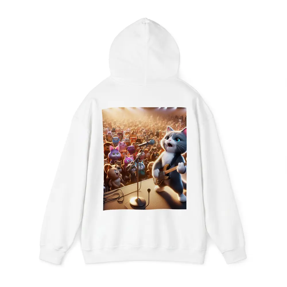 Cartoon Cat Guitarist Performing Live Concert Stage – Hoodies