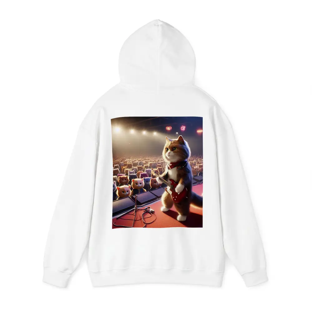 Cat Guitarist Rocking Concert Stage Crowd – Hoodies