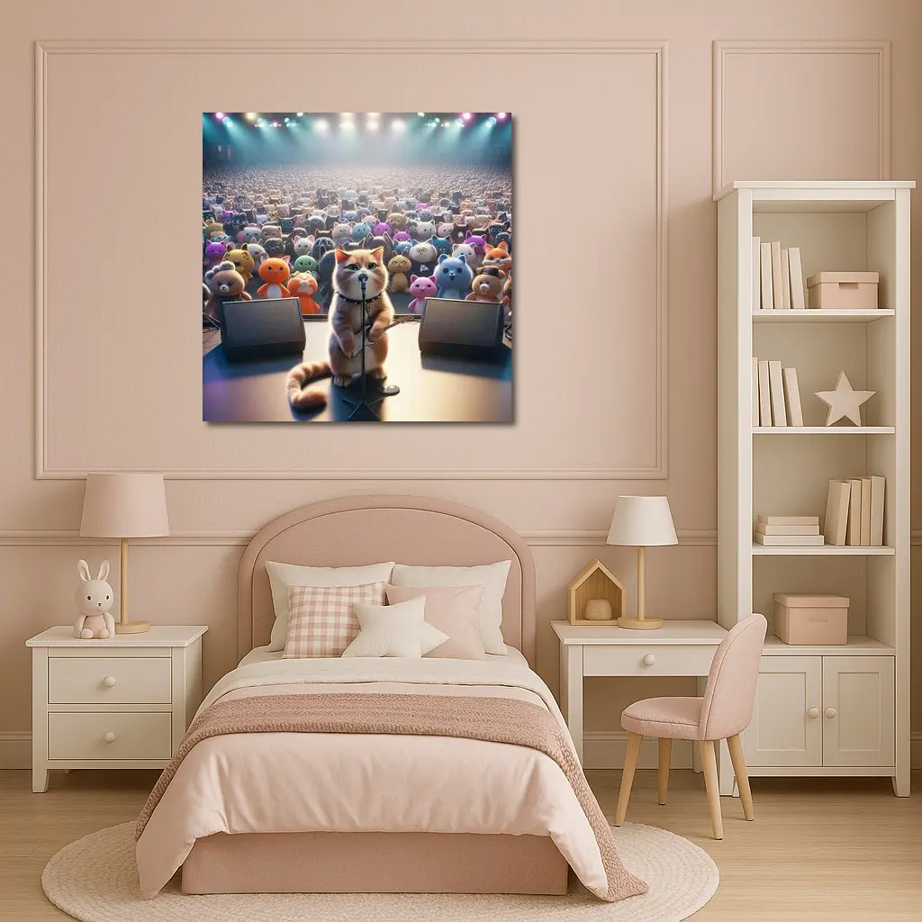 Cat Rockstar Performing On Concert Stage – Wall Art