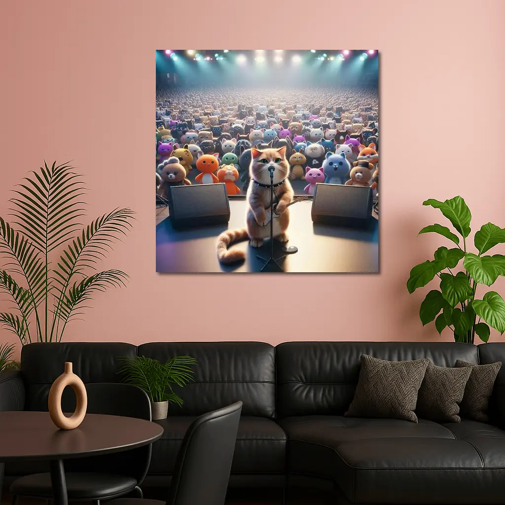 Cat Rockstar Performing On Concert Stage – Wall Art