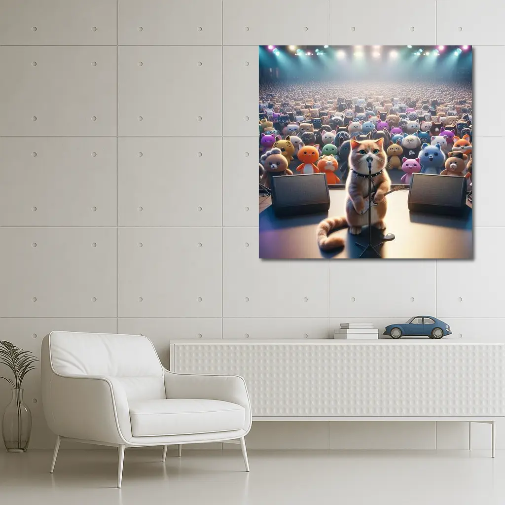 Cat Rockstar Performing On Concert Stage – Wall Art
