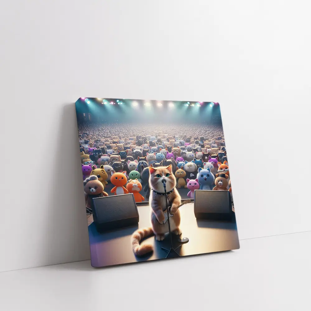 Cat Rockstar Performing On Concert Stage – Wall Art
