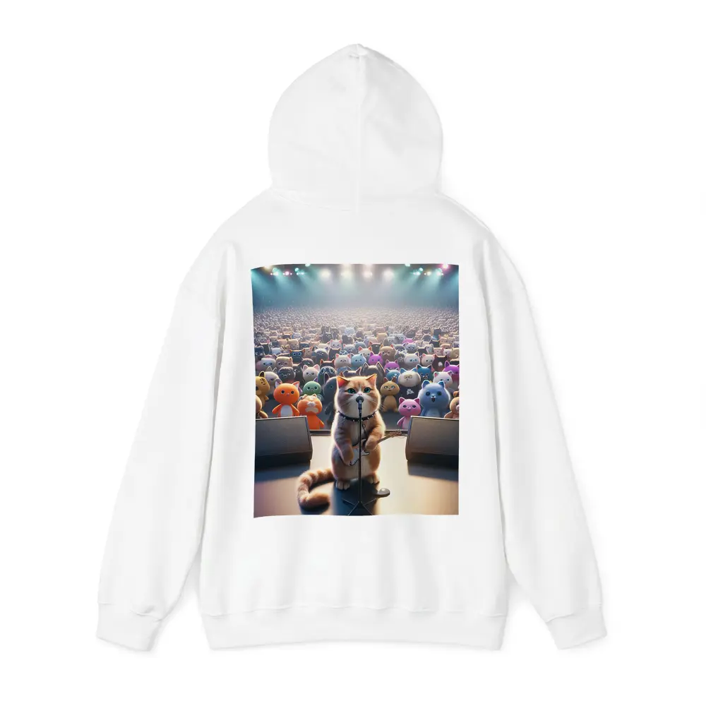Cat Rockstar Performing On Concert Stage – Hoodies