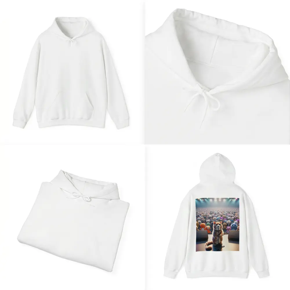 Cat Rockstar Performing On Concert Stage – Hoodies
