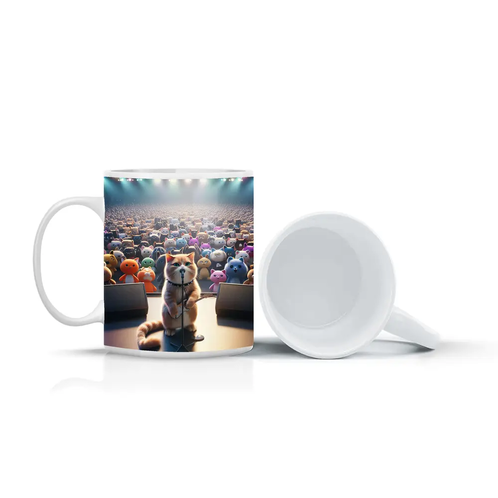 Cat Rockstar Performing On Concert Stage – Mugs
