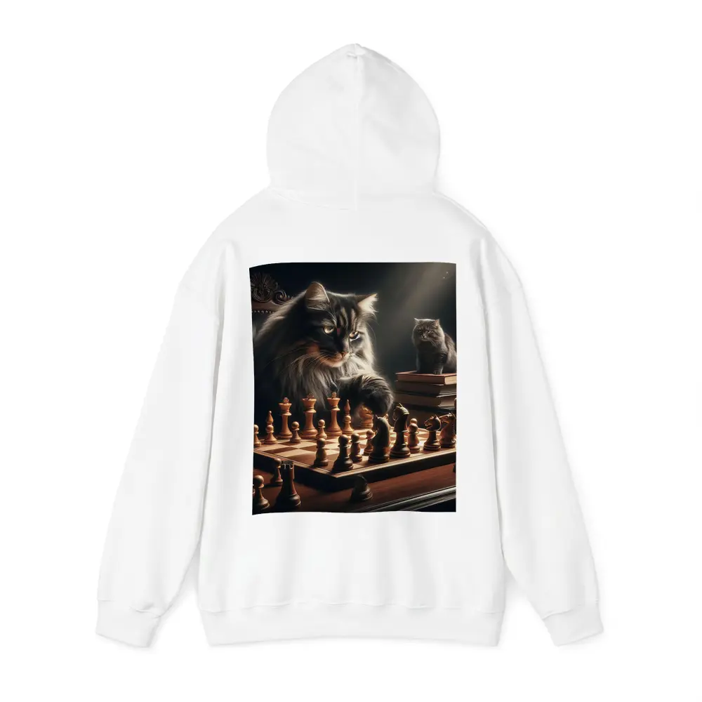 Long Hair Cats Playing Chess Dark Room – Hoodies