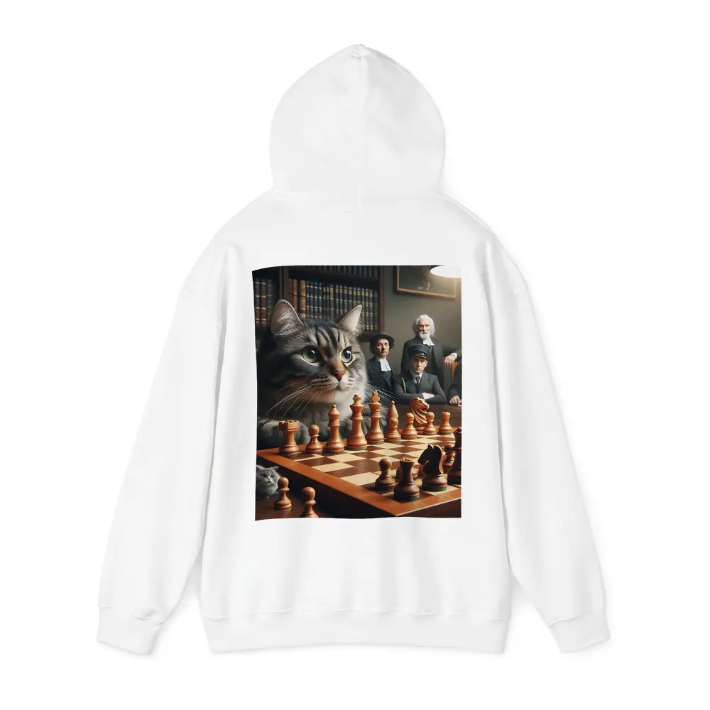 Tabby Cat Playing Chess in Library – Hoodies
