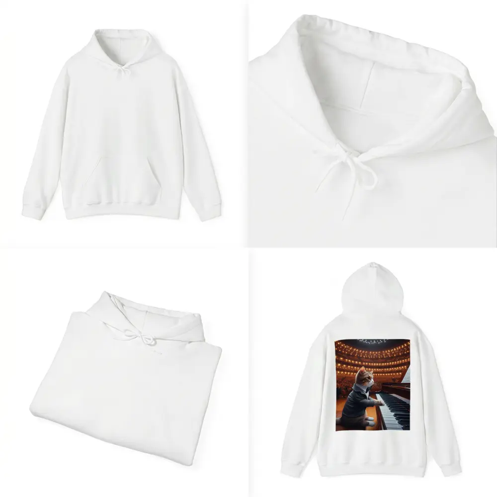 Cat in Tuxedo Playing Grand Piano Concert – Hoodies