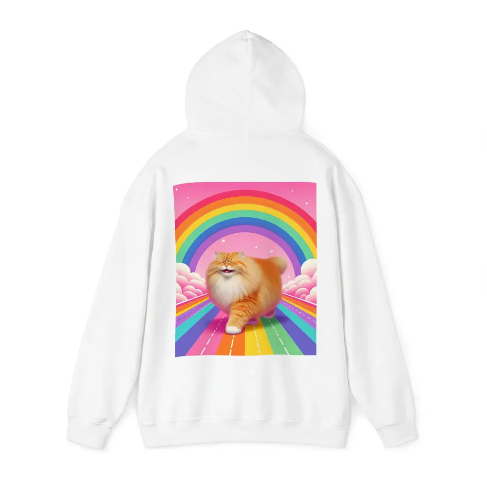 Fluffy Orange Cat Rainbow Pink Sky – Hoodies
