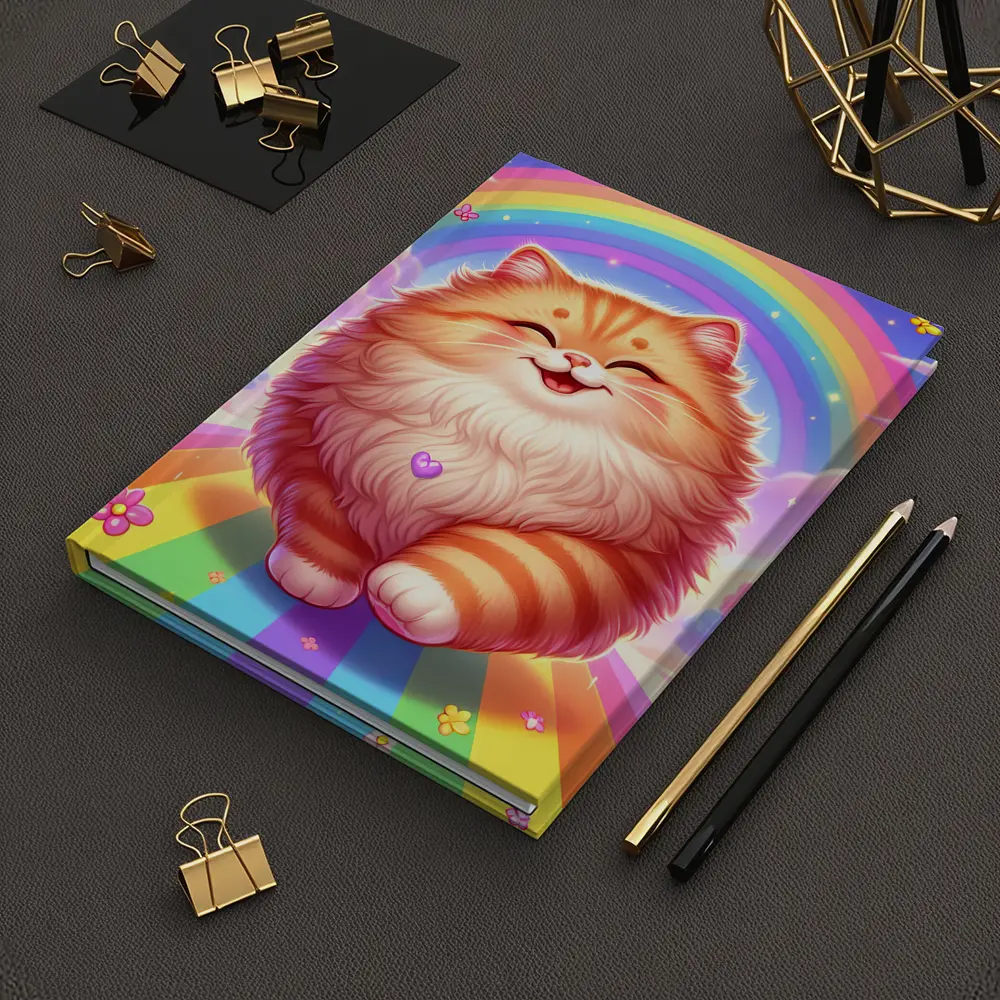 Happy Orange Cat Rainbow Colorful Fantasy – Notebooks