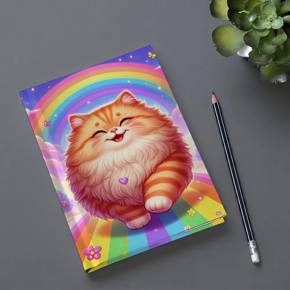Happy Orange Cat Rainbow Colorful Fantasy – Notebooks