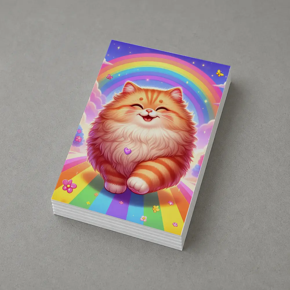 Happy Orange Cat Rainbow Colorful Fantasy – Postcards