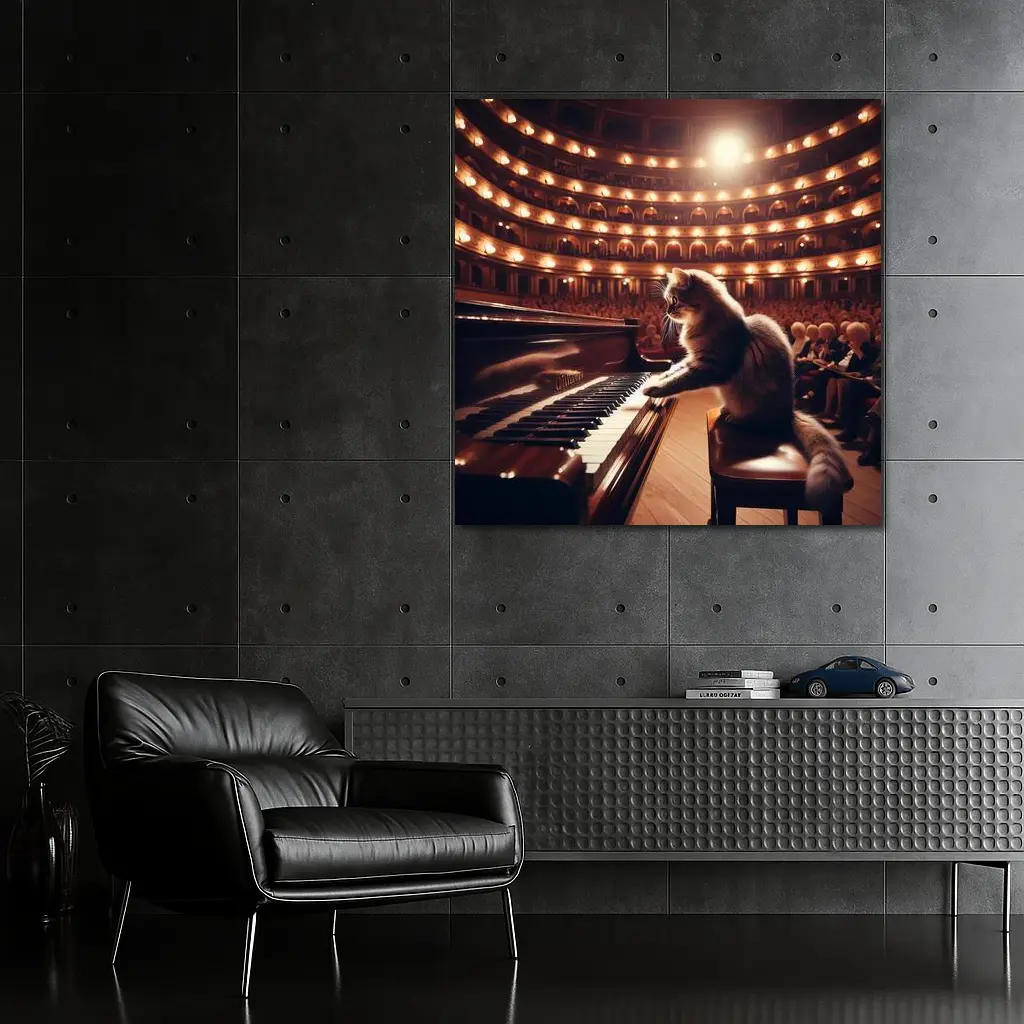 Cat Playing Piano Grand Concert Hall – Wall Art