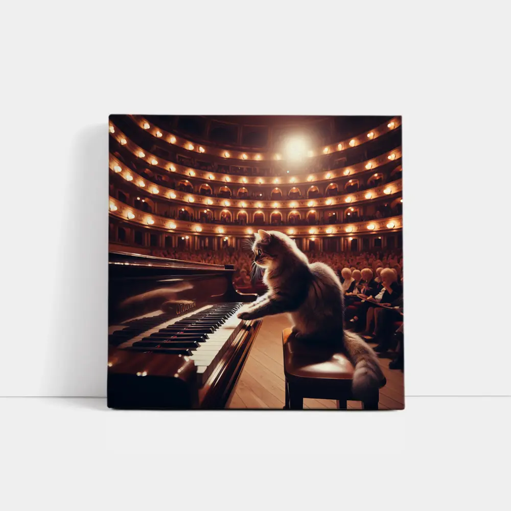 Cat Playing Piano Grand Concert Hall – Wall Art