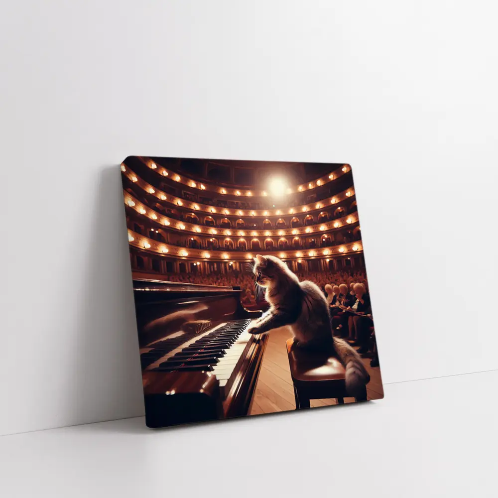Cat Playing Piano Grand Concert Hall – Wall Art
