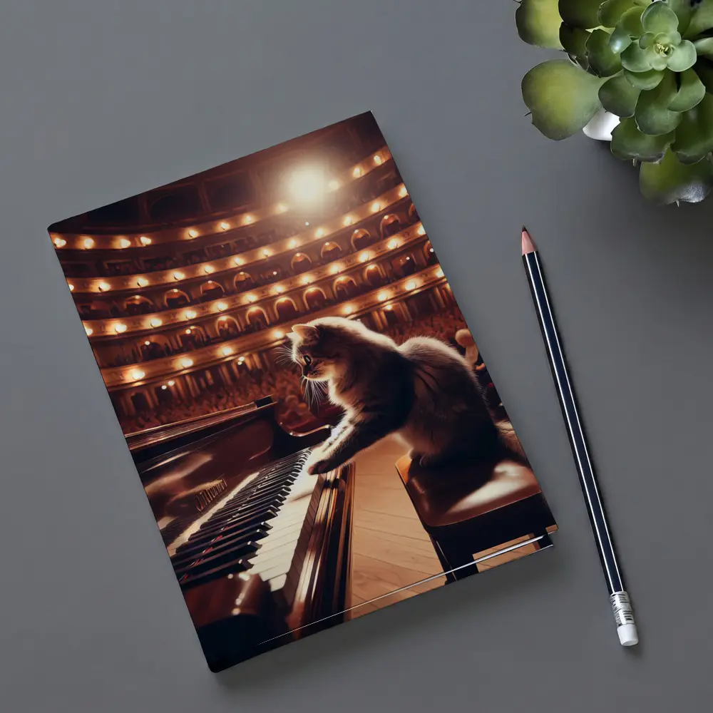 Cat Playing Piano Grand Concert Hall – Notebooks
