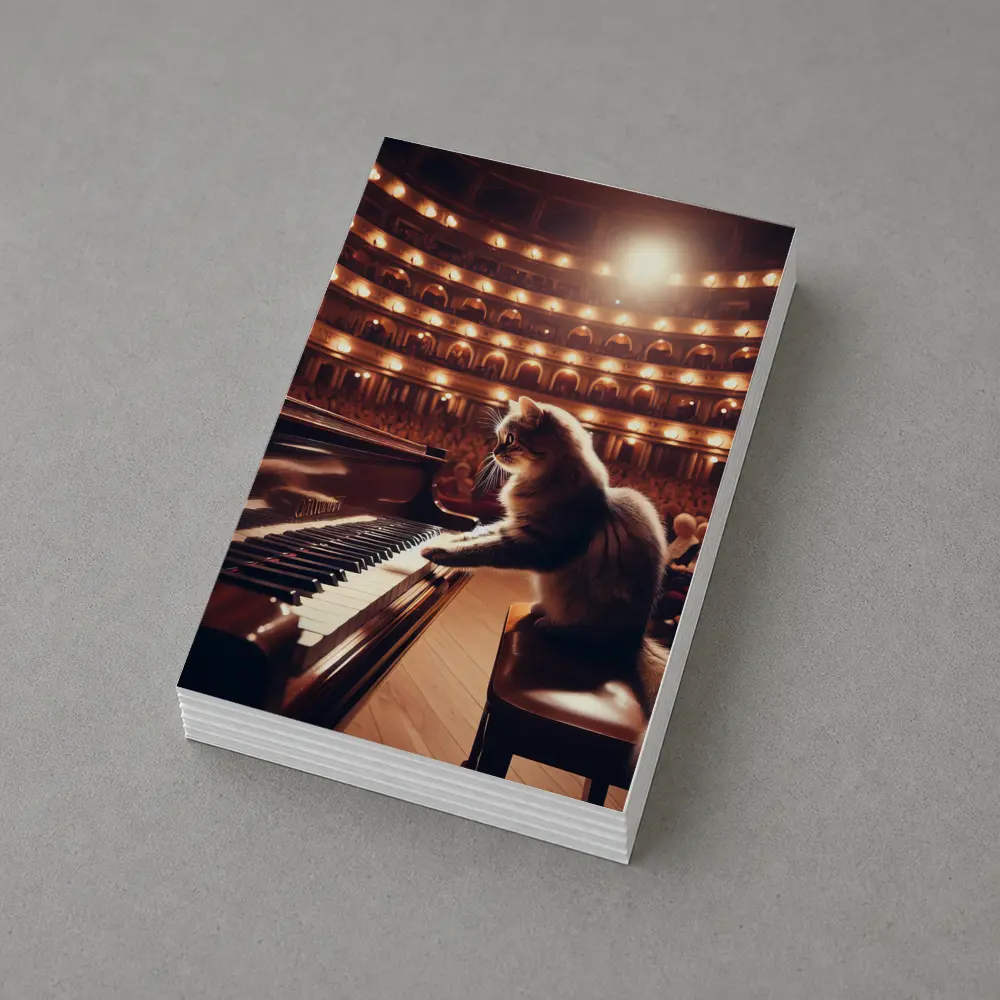 Cat Playing Piano Grand Concert Hall – Postcards