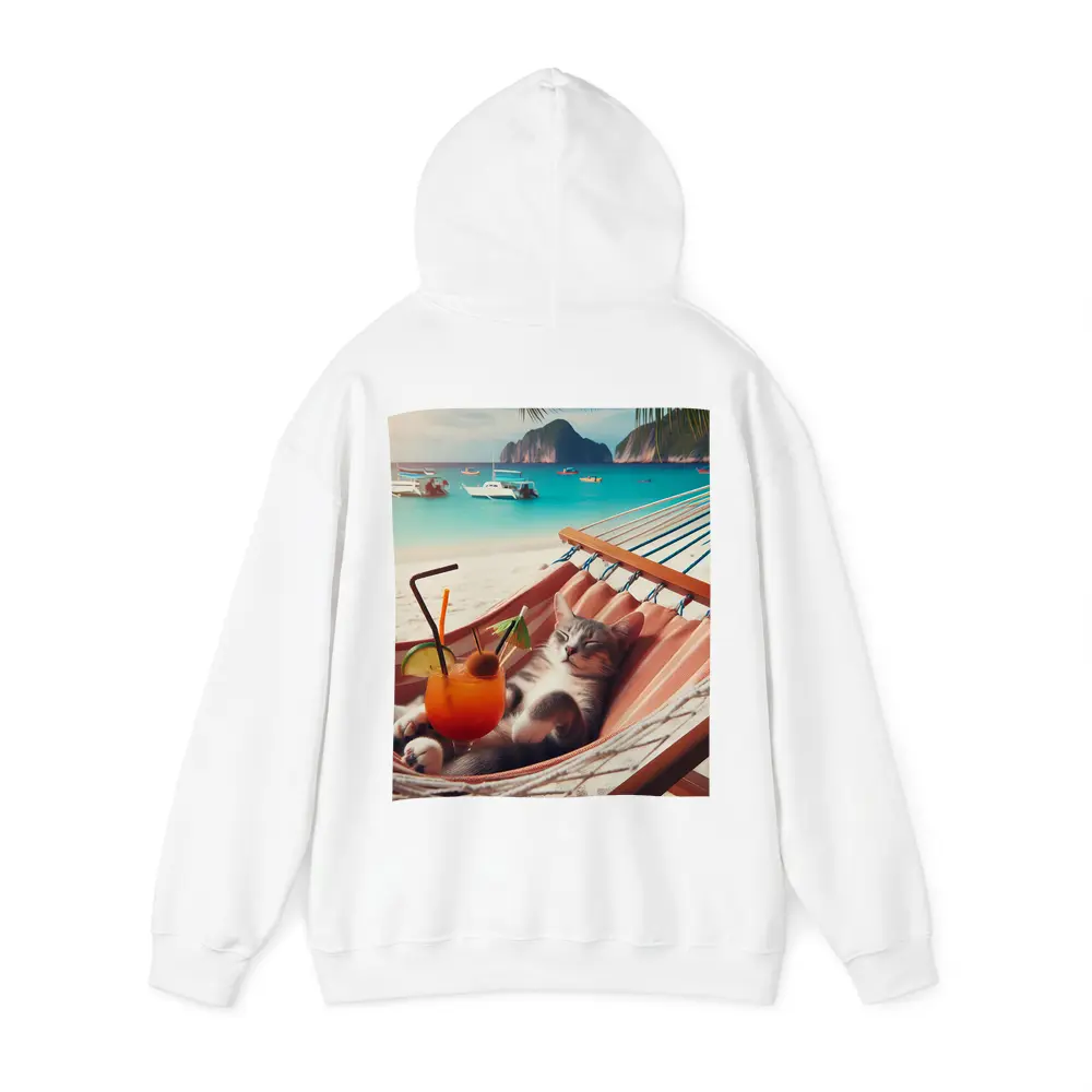 Cat Relaxing in Hammock Tropical Beach – Hoodies