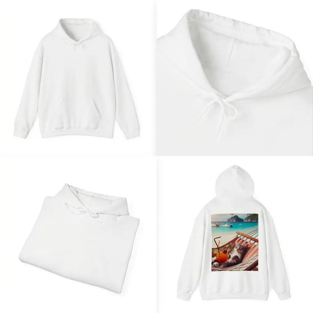 Cat Relaxing in Hammock Tropical Beach – Hoodies