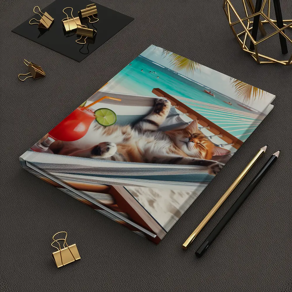 Relaxing Cat Hammock Tropical Beach Summer – Notebooks