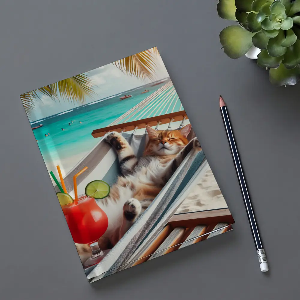 Relaxing Cat Hammock Tropical Beach Summer – Notebooks