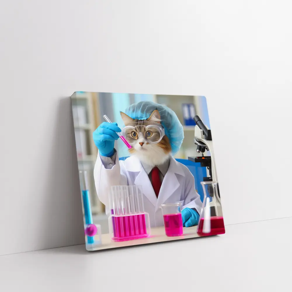 Scientist Cat In Laboratory Wearing Lab Coat – Wall Art