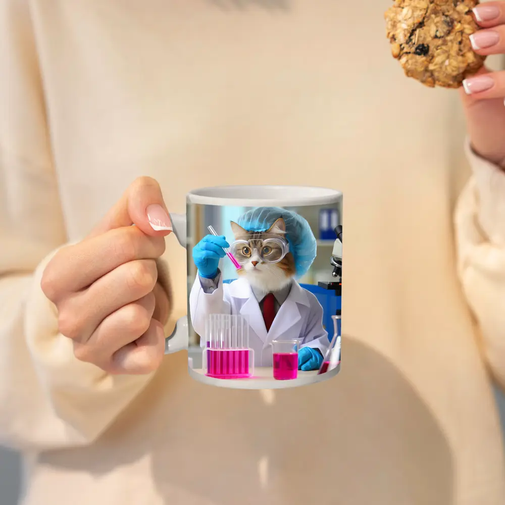 Scientist Cat In Laboratory Wearing Lab Coat – Mugs