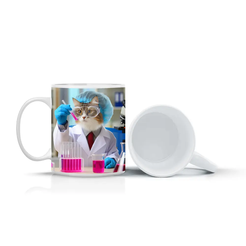 Scientist Cat In Laboratory Wearing Lab Coat – Mugs