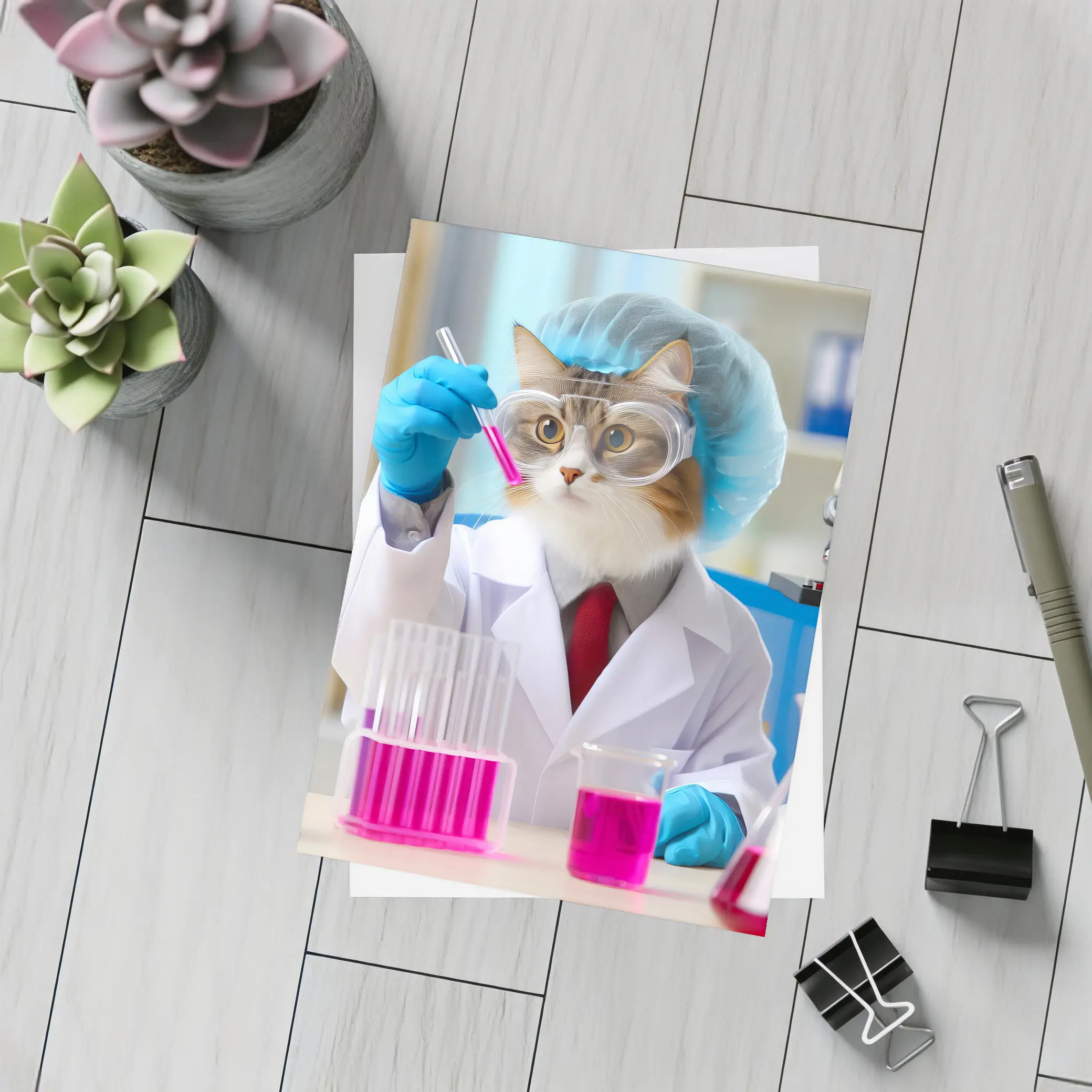 Scientist Cat In Laboratory Wearing Lab Coat – Postcards