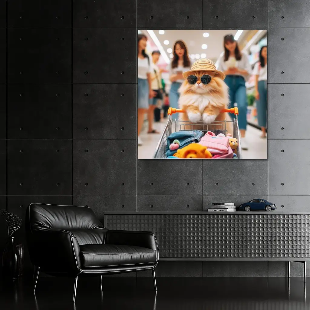 Orange Persian Cat Shopping Mall Sunglasses Hat – Wall Art