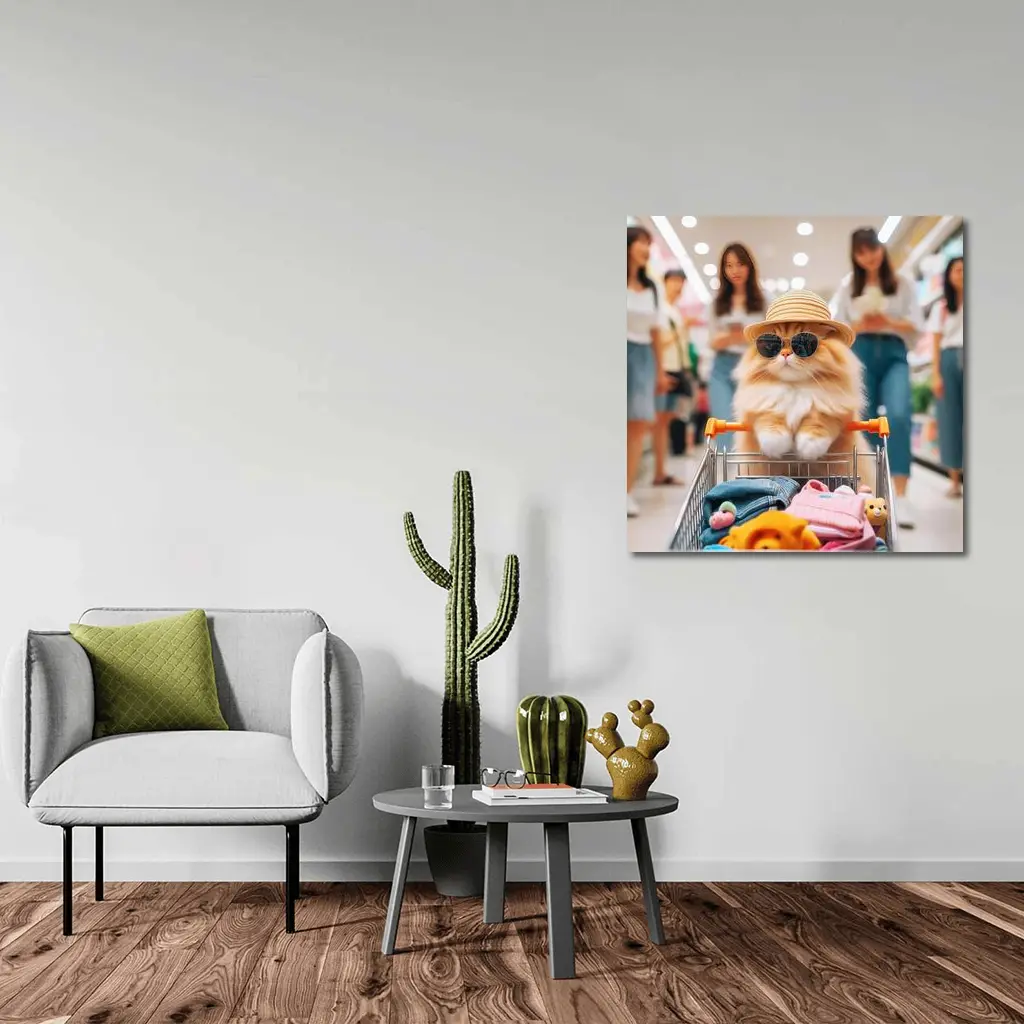 Orange Persian Cat Shopping Mall Sunglasses Hat – Wall Art